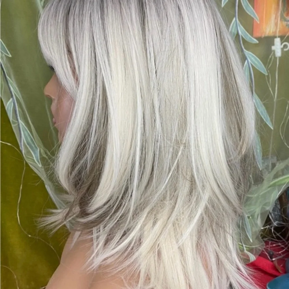 BACK IN Light Ash white blonde mixed rooted Layered wig